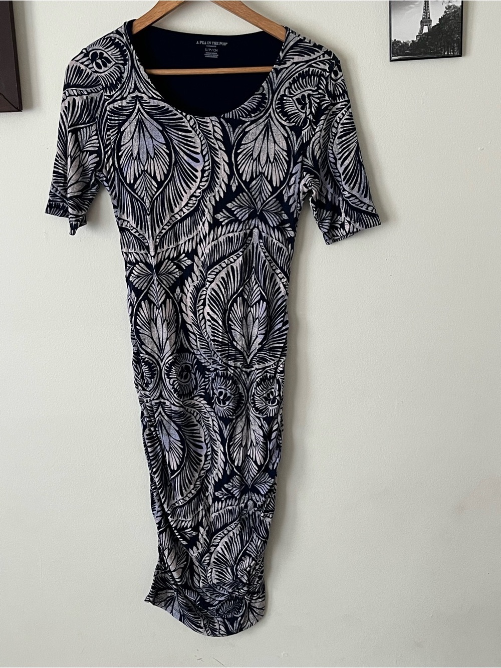 A Pea in the Pod Navy and White Paisley-Print Midi Dress